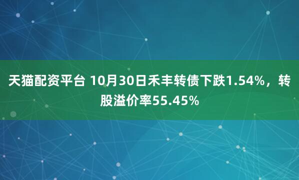 天猫配资平台 10月30日禾丰转债下跌1.54%，转股溢价率55.45%